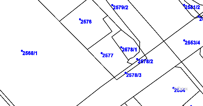 Parcela st. 2577 v KÚ Střekov, Katastrální mapa