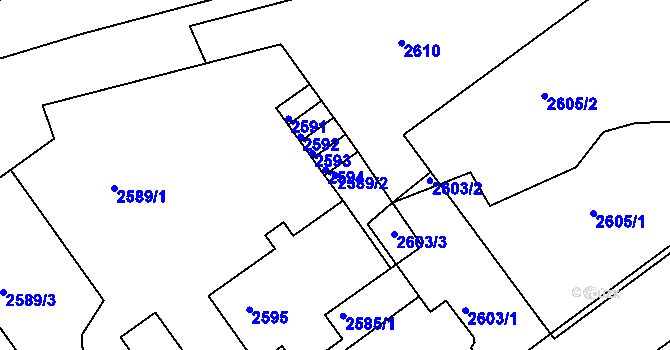 Parcela st. 2589/2 v KÚ Střekov, Katastrální mapa