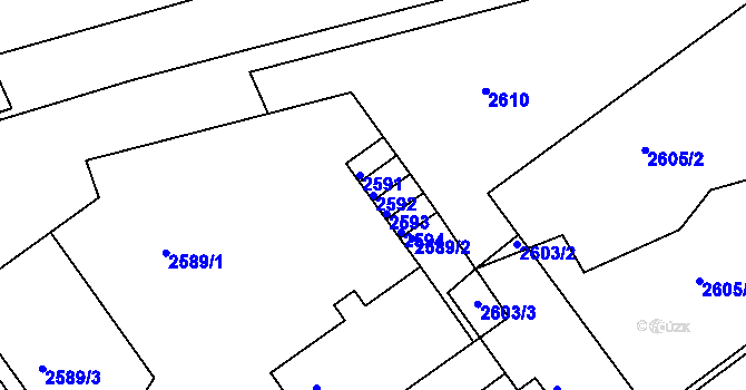 Parcela st. 2592 v KÚ Střekov, Katastrální mapa