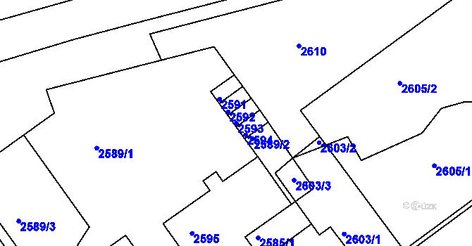 Parcela st. 2593 v KÚ Střekov, Katastrální mapa