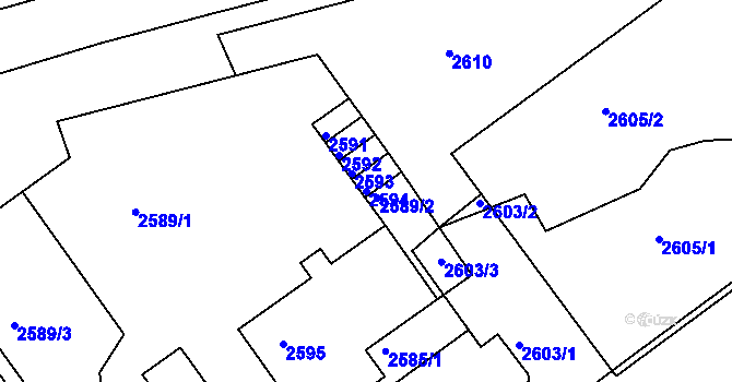 Parcela st. 2594 v KÚ Střekov, Katastrální mapa