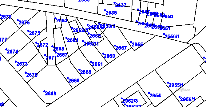 Parcela st. 2660 v KÚ Střekov, Katastrální mapa