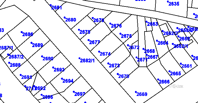 Parcela st. 2674 v KÚ Střekov, Katastrální mapa