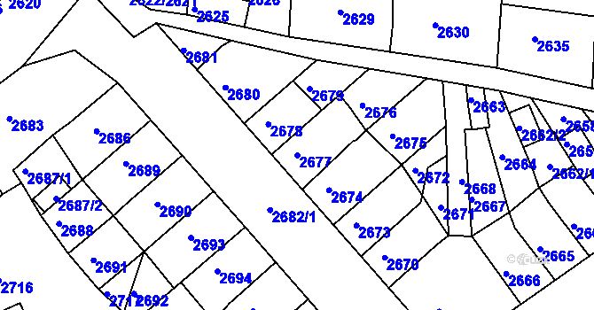 Parcela st. 2677 v KÚ Střekov, Katastrální mapa