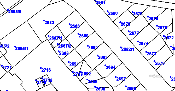 Parcela st. 2690 v KÚ Střekov, Katastrální mapa