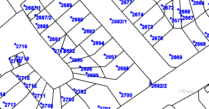 Parcela st. 2697 v KÚ Střekov, Katastrální mapa