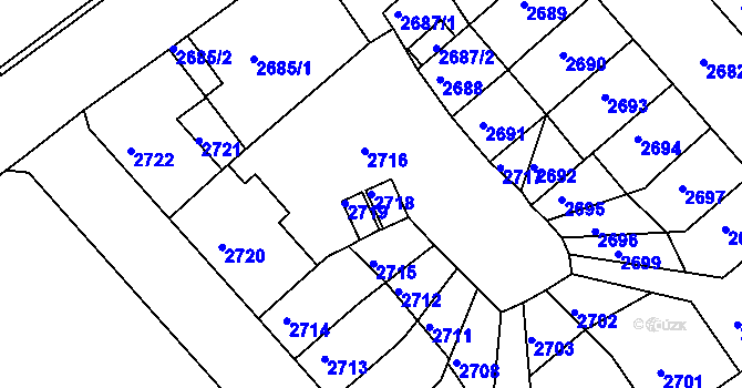 Parcela st. 2718 v KÚ Střekov, Katastrální mapa