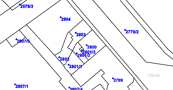 Parcela st. 2800 v KÚ Střekov, Katastrální mapa