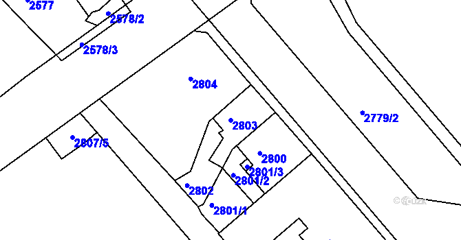 Parcela st. 2803 v KÚ Střekov, Katastrální mapa