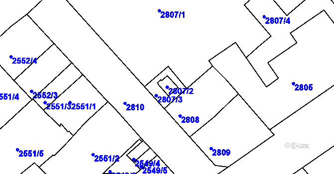 Parcela st. 2807/2 v KÚ Střekov, Katastrální mapa