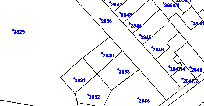 Parcela st. 2830 v KÚ Střekov, Katastrální mapa