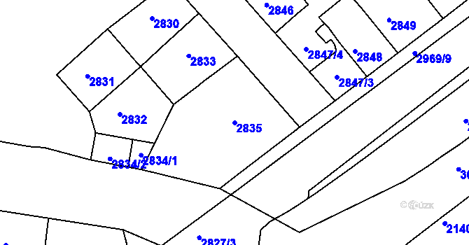 Parcela st. 2835 v KÚ Střekov, Katastrální mapa