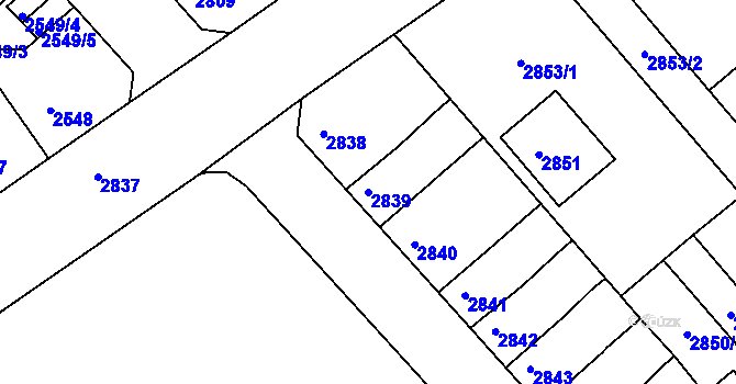 Parcela st. 2839 v KÚ Střekov, Katastrální mapa