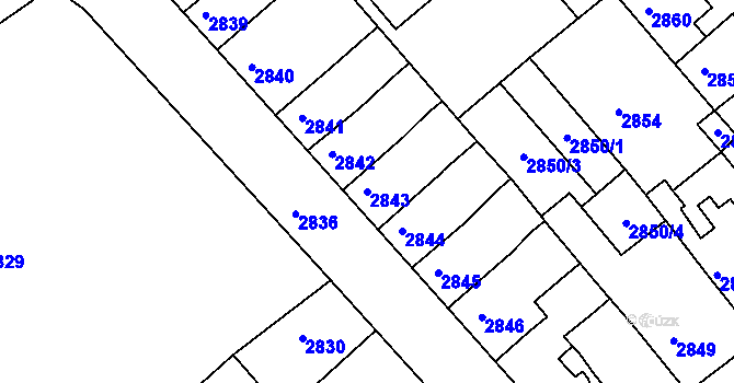 Parcela st. 2843 v KÚ Střekov, Katastrální mapa