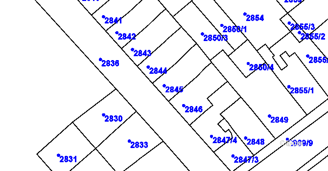Parcela st. 2845 v KÚ Střekov, Katastrální mapa