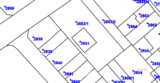 Parcela st. 2851 v KÚ Střekov, Katastrální mapa