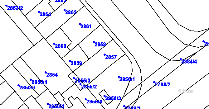 Parcela st. 2857 v KÚ Střekov, Katastrální mapa