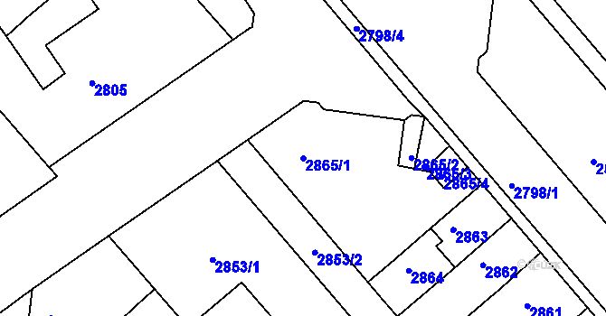 Parcela st. 2865/1 v KÚ Střekov, Katastrální mapa