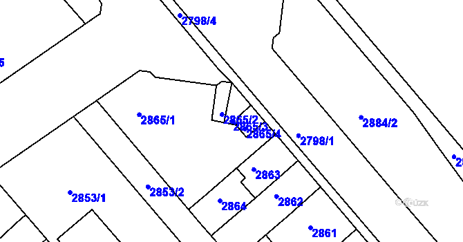 Parcela st. 2865/3 v KÚ Střekov, Katastrální mapa