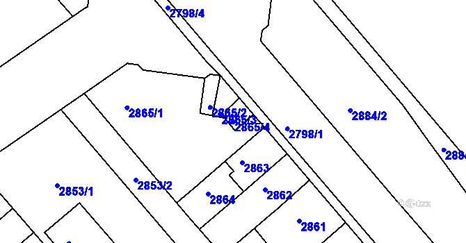 Parcela st. 2865/4 v KÚ Střekov, Katastrální mapa