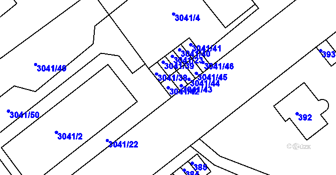 Parcela st. 3041/42 v KÚ Střekov, Katastrální mapa
