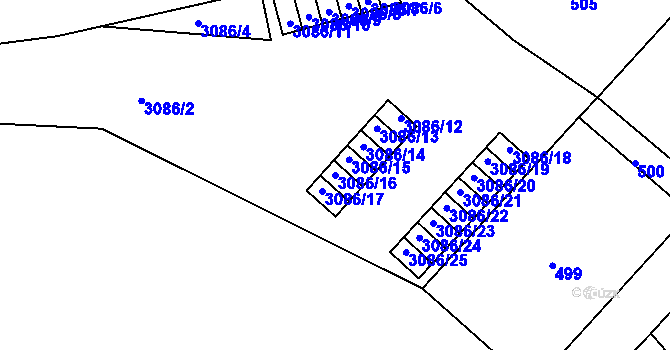 Parcela st. 3086/16 v KÚ Střekov, Katastrální mapa