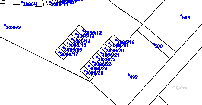 Parcela st. 3086/21 v KÚ Střekov, Katastrální mapa