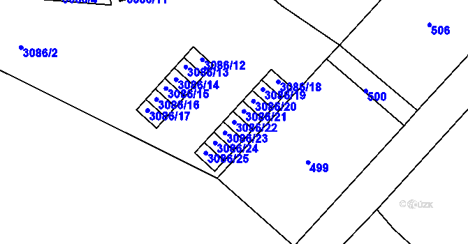 Parcela st. 3086/22 v KÚ Střekov, Katastrální mapa