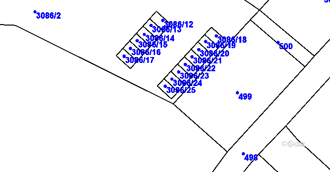 Parcela st. 3086/25 v KÚ Střekov, Katastrální mapa
