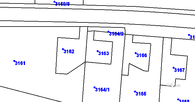 Parcela st. 3163 v KÚ Střekov, Katastrální mapa