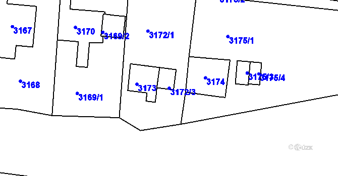 Parcela st. 3172/3 v KÚ Střekov, Katastrální mapa