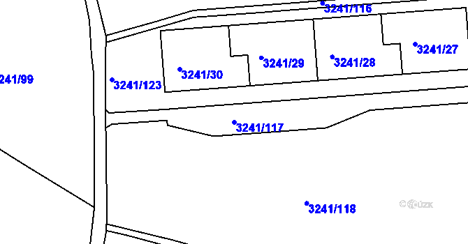 Parcela st. 3241/117 v KÚ Střekov, Katastrální mapa