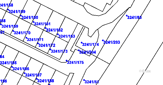 Parcela st. 3241/174 v KÚ Střekov, Katastrální mapa