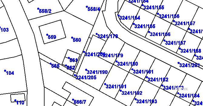 Parcela st. 3241/179 v KÚ Střekov, Katastrální mapa