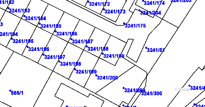 Parcela st. 3241/189 v KÚ Střekov, Katastrální mapa