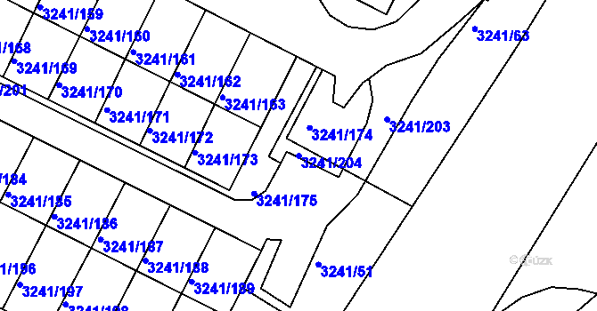 Parcela st. 3241/204 v KÚ Střekov, Katastrální mapa