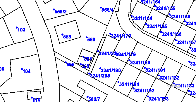 Parcela st. 3241/206 v KÚ Střekov, Katastrální mapa