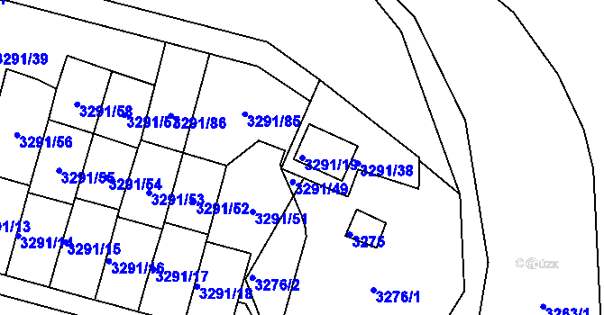 Parcela st. 3291/19 v KÚ Střekov, Katastrální mapa