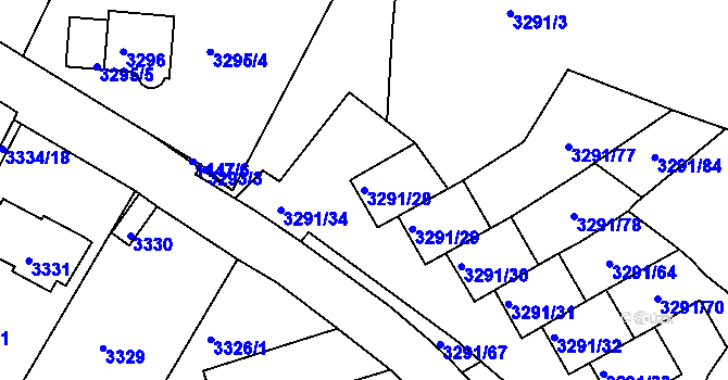 Parcela st. 3291/28 v KÚ Střekov, Katastrální mapa