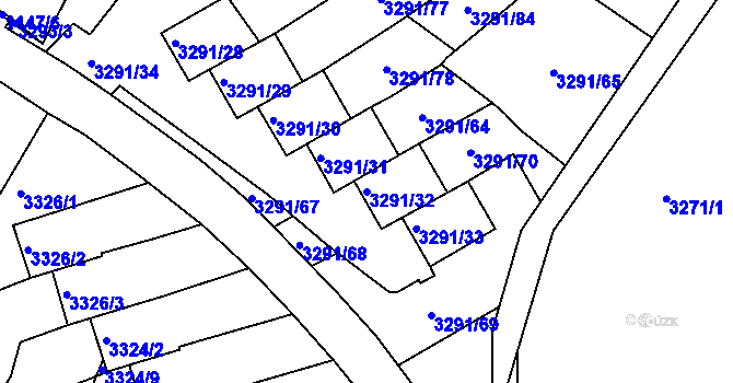 Parcela st. 3291/32 v KÚ Střekov, Katastrální mapa