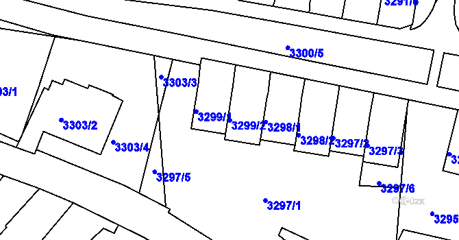 Parcela st. 3299/2 v KÚ Střekov, Katastrální mapa