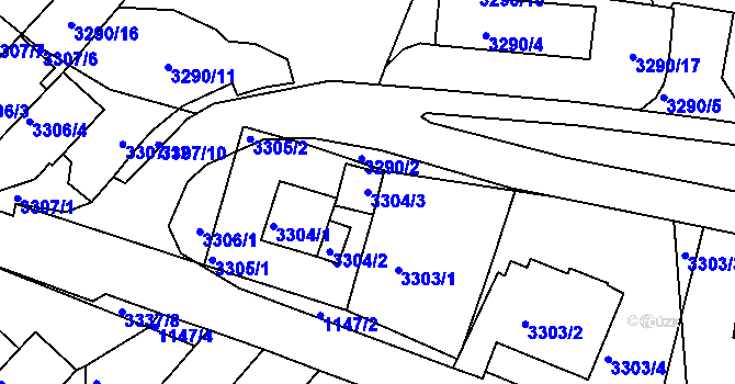 Parcela st. 3304/3 v KÚ Střekov, Katastrální mapa