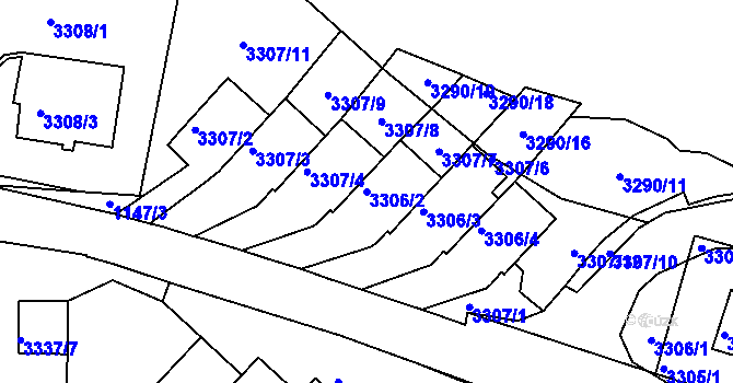 Parcela st. 3306/2 v KÚ Střekov, Katastrální mapa