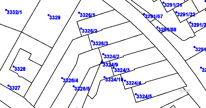 Parcela st. 3324/2 v KÚ Střekov, Katastrální mapa