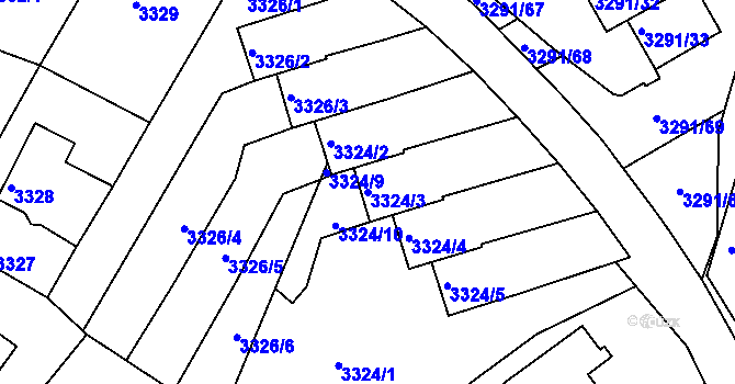 Parcela st. 3324/3 v KÚ Střekov, Katastrální mapa
