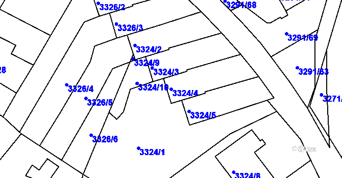 Parcela st. 3324/4 v KÚ Střekov, Katastrální mapa