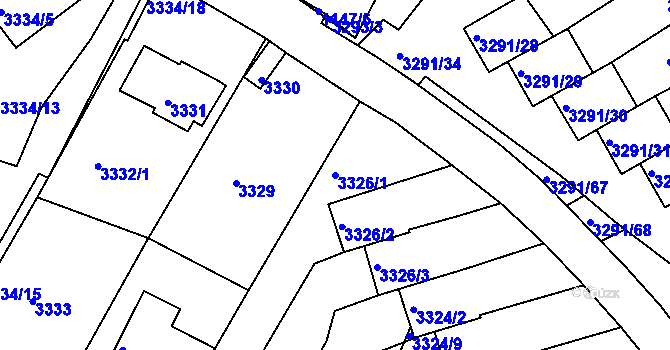 Parcela st. 3326/1 v KÚ Střekov, Katastrální mapa