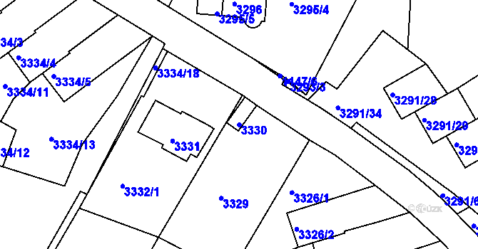 Parcela st. 3330 v KÚ Střekov, Katastrální mapa