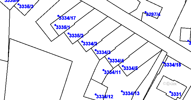 Parcela st. 3334/3 v KÚ Střekov, Katastrální mapa