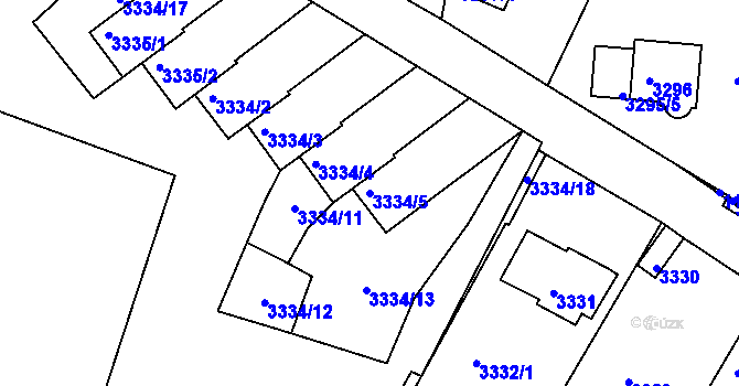 Parcela st. 3334/5 v KÚ Střekov, Katastrální mapa
